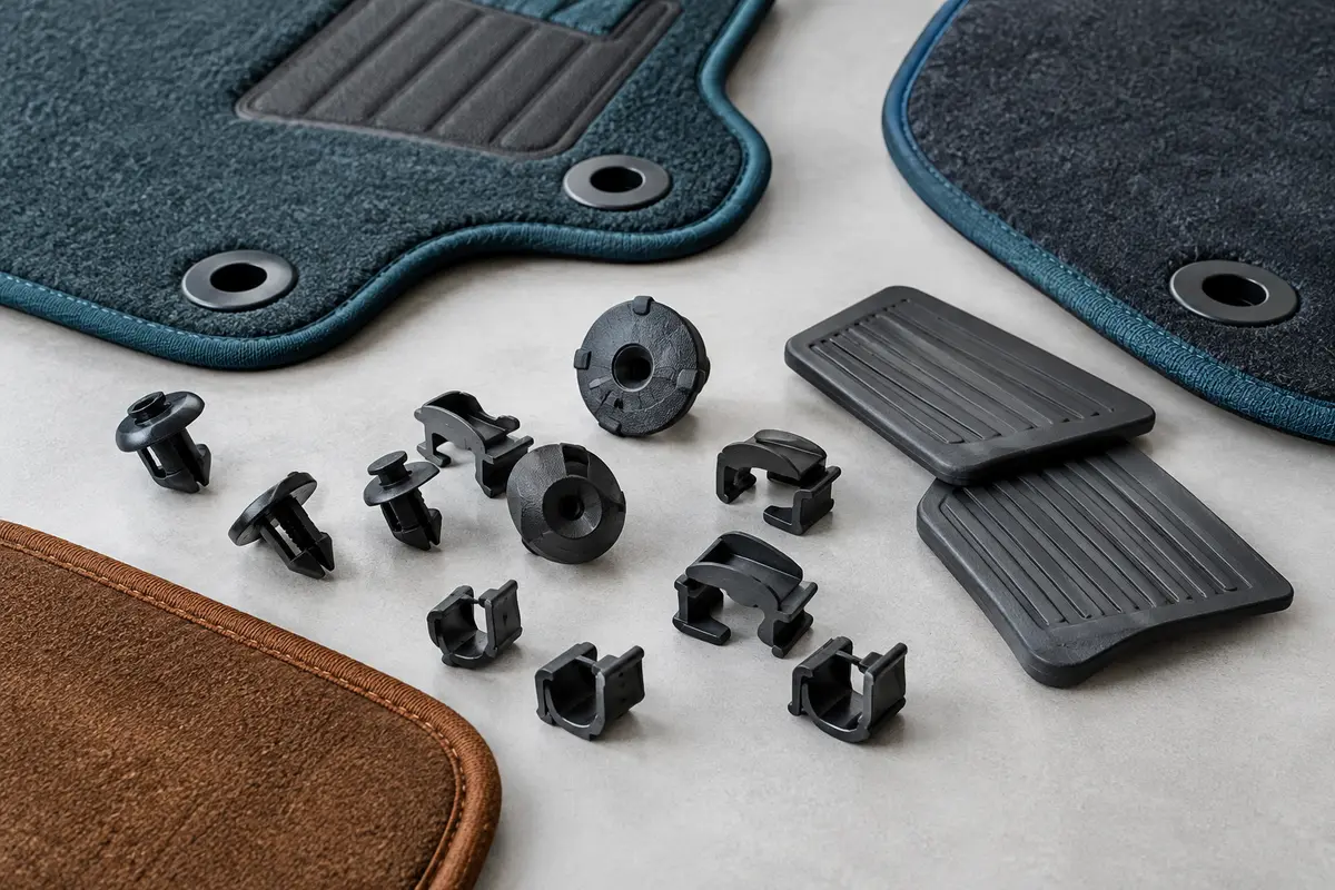 Clips de fixation et talonnettes de rechange pour tapis automobile